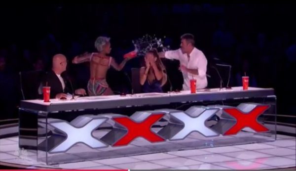 Mel B throws Cup of Water on Simon Cowell, Storms off "America's Got Talent" - BellaNaija