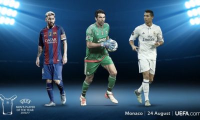 UEFA Men's Player of the Year: Buffon, Messi, Ronaldo make 2016/17 shortlist