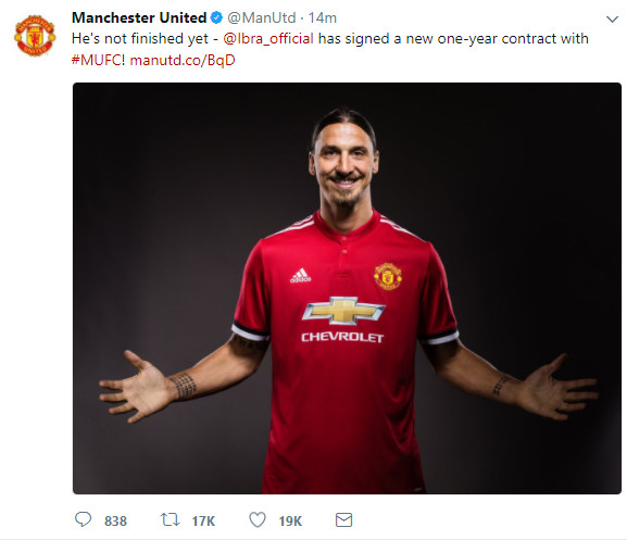 Zlatan Ibrahimovic: Manchester United re-sign striker on one-year deal