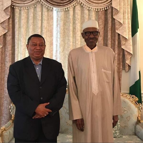 President Buhari receives OPEC Secretary-General Sanusi Barkindo in London - BellaNaija