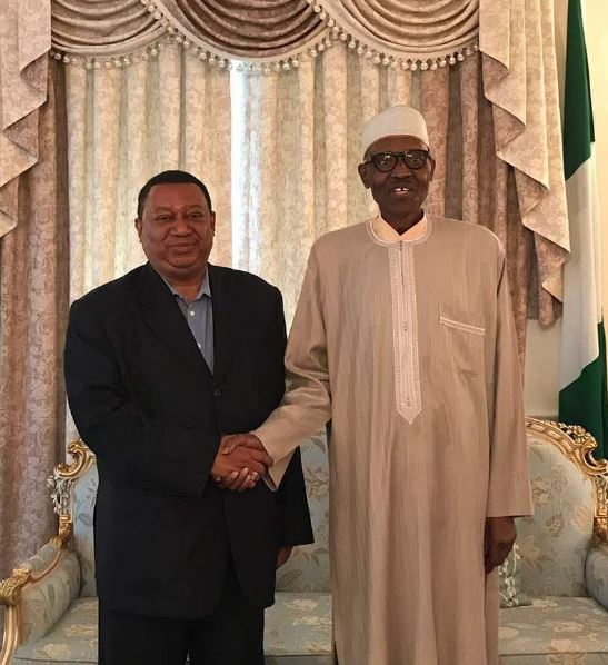 President Buhari receives OPEC Secretary-General Sanusi Barkindo in London - BellaNaija