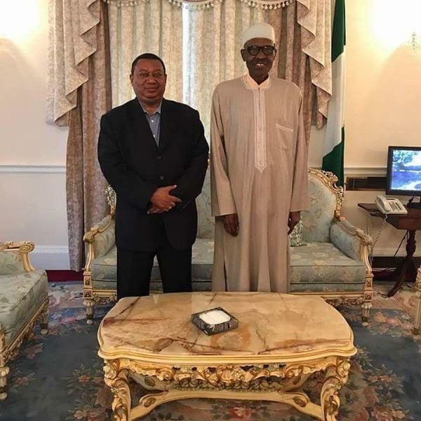 President Buhari receives OPEC Secretary-General Sanusi Barkindo in London - BellaNaija