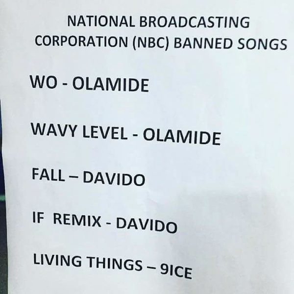 NBC Bans Olamide's "Wo," Davido's "Fall,' 9ice's "Living Things" - BellaNaija