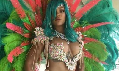 Island Gyal! Rihanna looks ?? at a Carnival in Barbados with Blue Hair