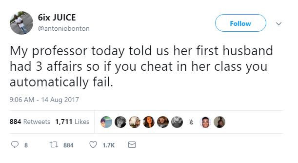 BellaNaija - This Twitter User's College Professor hates Students who Cheat and here's why ?