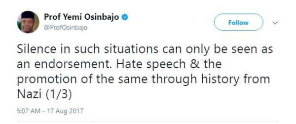 Silence is Endorsement - Osinbajo speaks on Hate Speech - BellaNaija