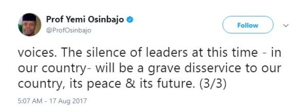 Silence is Endorsement - Osinbajo speaks on Hate Speech - BellaNaija