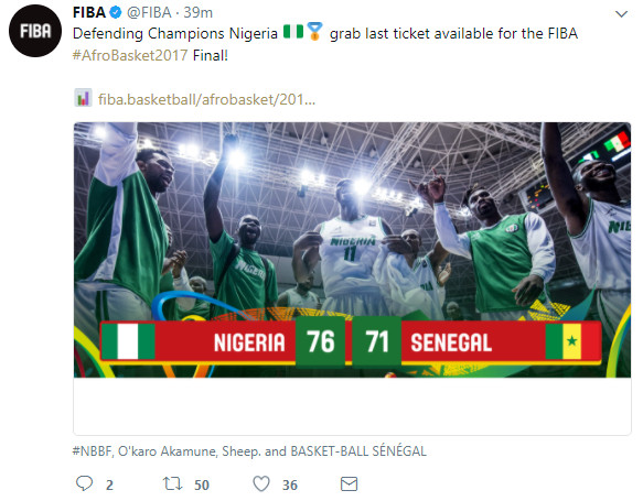 Afrobasket Championship: D'Tigers outlasts Senegal to reach Tournament Final I WATCH