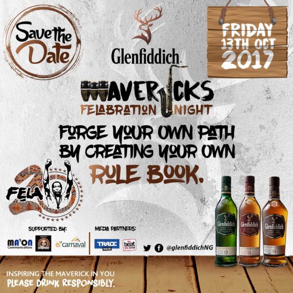 Don't be left out! Come enjoy Felabration Night with the Glenfiddich Mavericks I Friday, October 13thDon't be left out! Come enjoy Felabration Night with the Glenfiddich Mavericks I Friday, October 13thDon't be left out! Come enjoy Felabration Night with the Glenfiddich Mavericks I Friday, October 13th