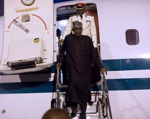 President Buhari arrives Nigeria from London - BellaNaija