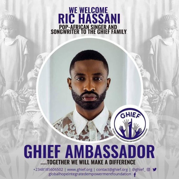 Oh, the heartstrings! Ric Hassani joins the GHIEF Family - BellaNaija