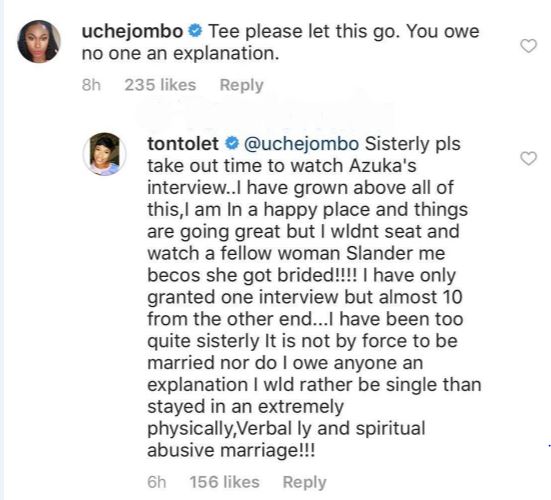 Let this go - Uche Jombo to Tonto Dikeh - BellaNaija