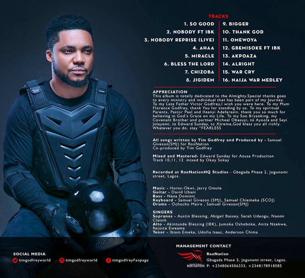 Tim Godfrey unveils tracklist for Forthcoming Album "Fearless WRSHP"