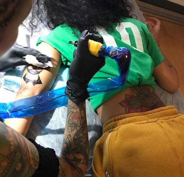 She did that Jhene Aiko gets portrait tattoo of Big Seans Face   BellaNaija