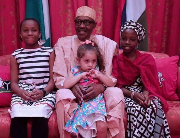 Little Aysha, Nicole & Maya meet President Buhari - BellaNaija