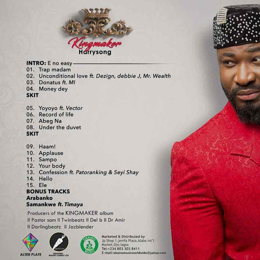 The Kingmaker! Harrysong unveils Cover Art & Tracklist for New Album