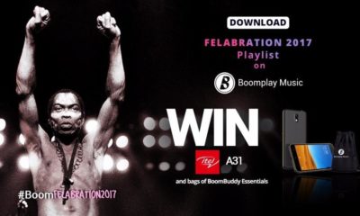 #BoomFelabration: Download the Felabration 2017 playlist on Boomplay Music to Win itel Smartphones & bags of BoomBuddy Essentials!