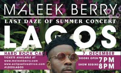 Maleek Berry to finish off "Last Daze of Summer Tour" with First Headline Concert in Lagos