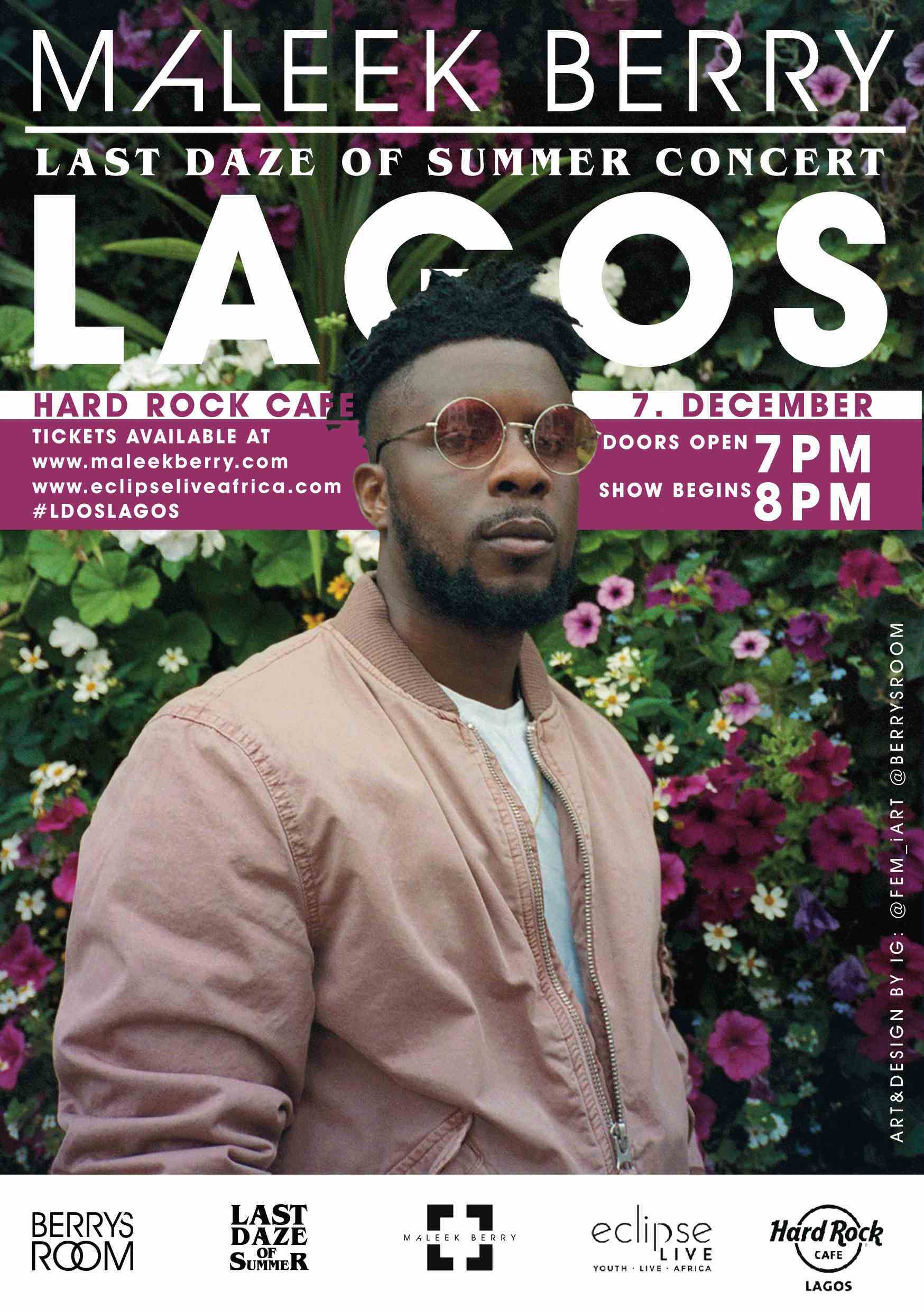 Maleek Berry to finish off "Last Daze of Summer Tour" with First Headline Concert in Lagos