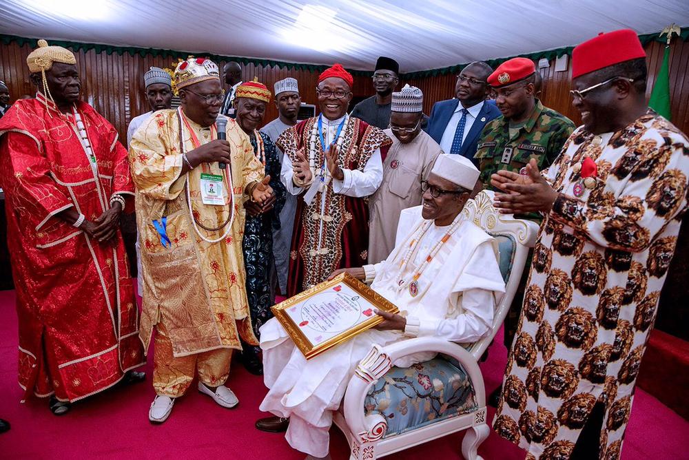 #PMBinSE: President Buhari conferred with 2 Chieftaincy Titles in Ebonyi - BellaNaija