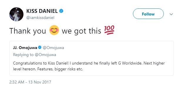 Kiss Daniel exits G-Worldwide Entertainment