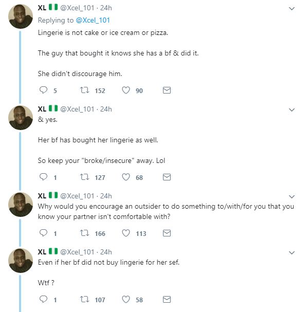 Guys what would you do if another man buys your girl Lingerie?