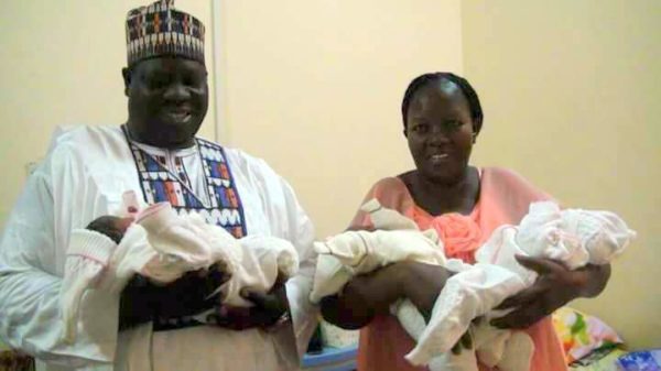 Adamawa Lawmaker & Wife welcome Triplets 24 Years after Wedding - BellaNaija