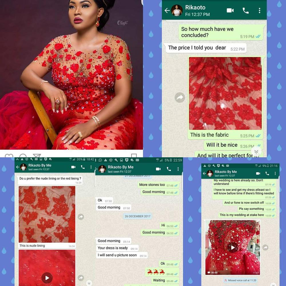 Fashion Designer Rikaotobyme under fire for using bride's fabric for Mercy Aigbe Birthday shoot