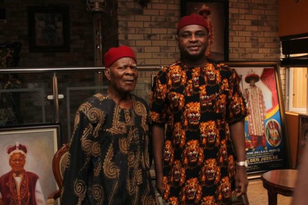 Prof. Moghalu with his Igwe, HRH Igwe K.O.N. Orizu, Igwe of Nnewi.