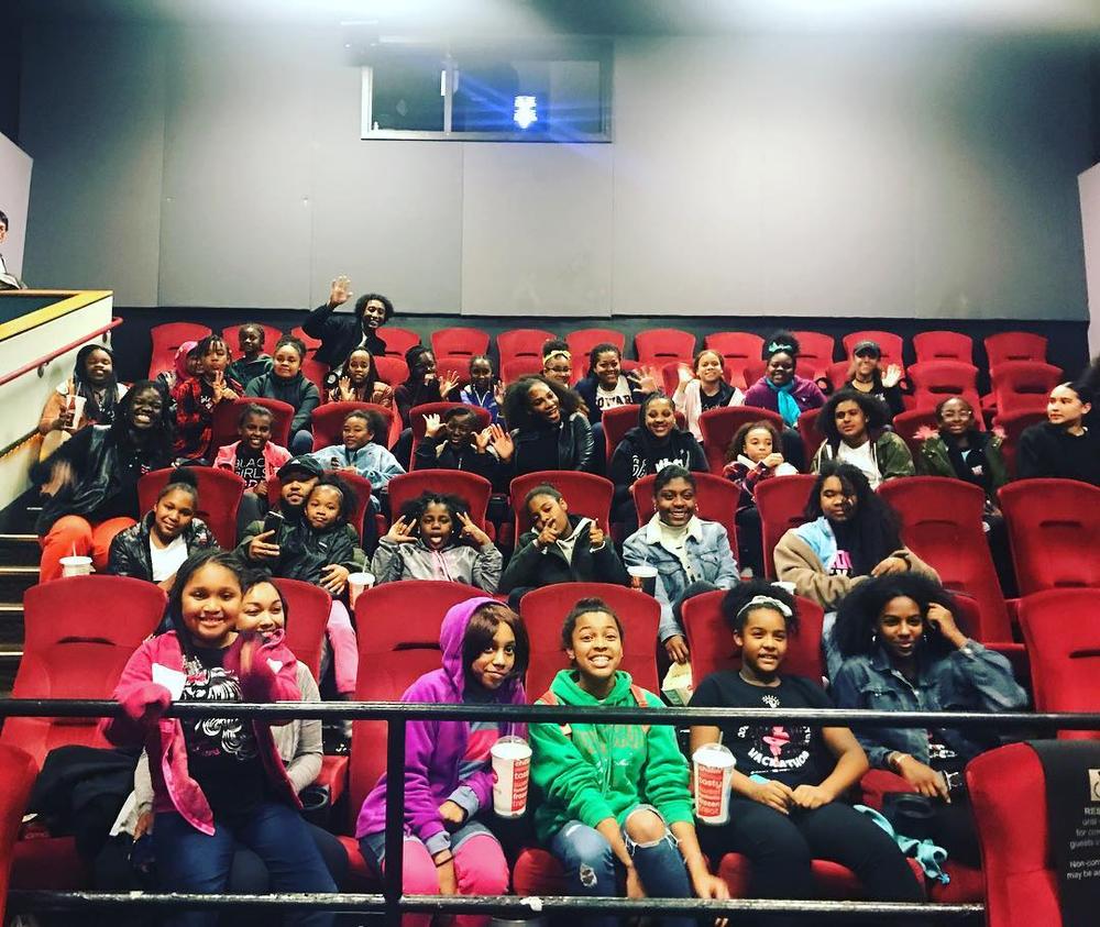 Serena Williams surprises Young Black Girls at Private Screening of "Black Panther" | WATCH