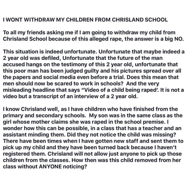 Parent explains why she won't be Withdrawing her Children from Chrisland School - BellaNaija