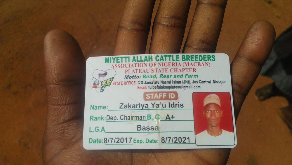 Controversy as Miyetti Allah's Deputy Chairman's ID Card at scene of Fulani Herdsmen Attack - BellaNaija