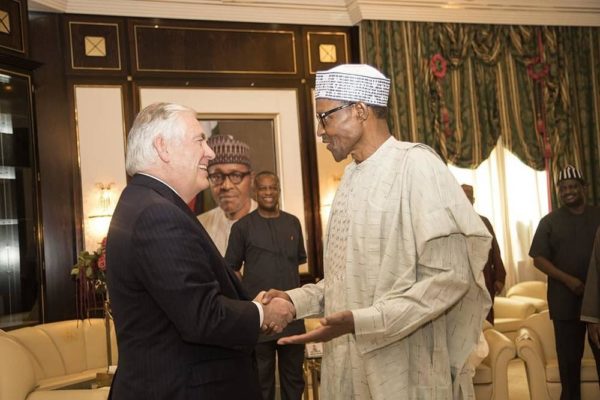 President Buhari hosts U.S. Secretary of State Rex Tillerson, says Nigeria Negotiating with Boko Haram to secure release of Abducted Girls - BellaNaija