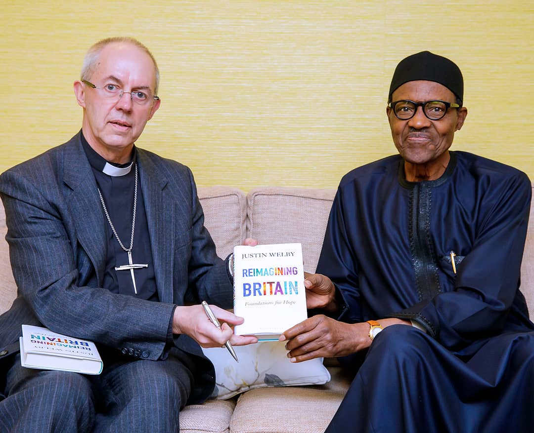 President Buhari receives Archbishop of Canterbury & Nigerian High Commissioner at the Abuja House in London