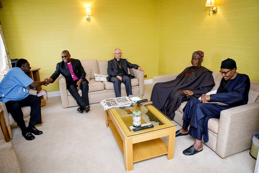 President Buhari receives Archbishop of Canterbury & Nigerian High Commissioner at the Abuja House in London