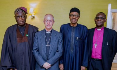 President Buhari receives Archbishop of Canterbury & Nigerian High Commissioner at the Abuja House in London