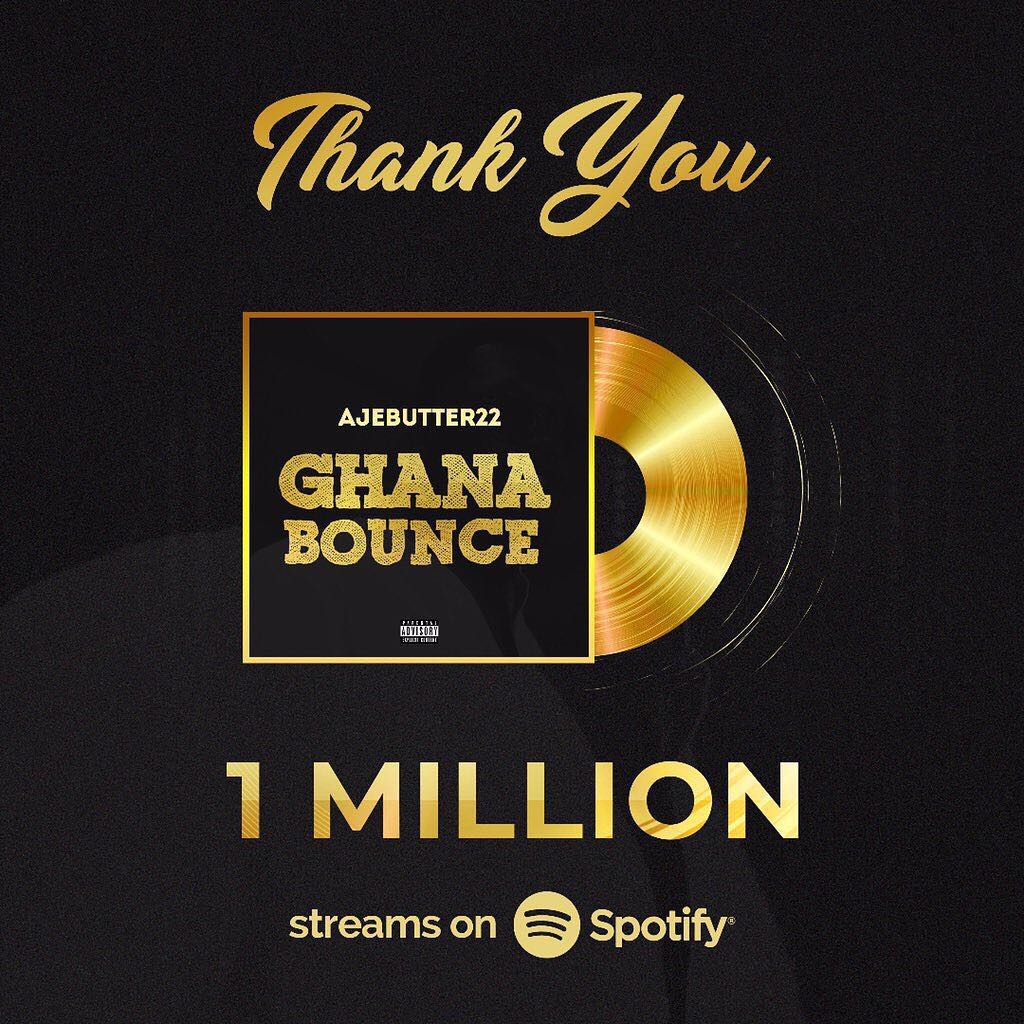 Ajebutter22's "Ghana Bounce" hits 1 Million Streams on Spotify