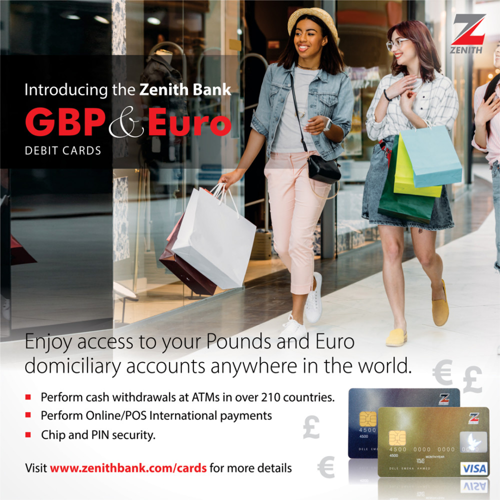 Zenith Bank euro & pound debit visa card