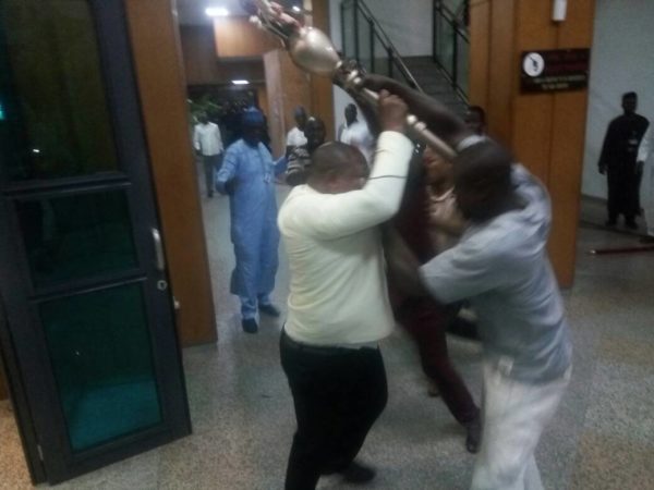 Hoodlums storm Senate, steal Mace - BellaNaija