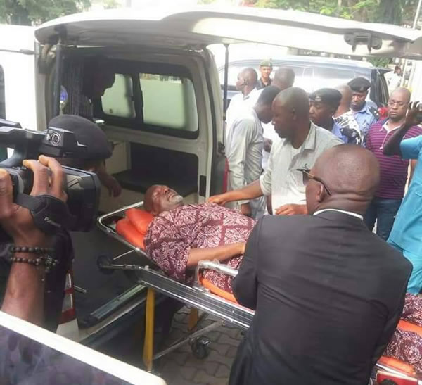 Dino Melaye arrives Court on a Stretcher | BellaNaija