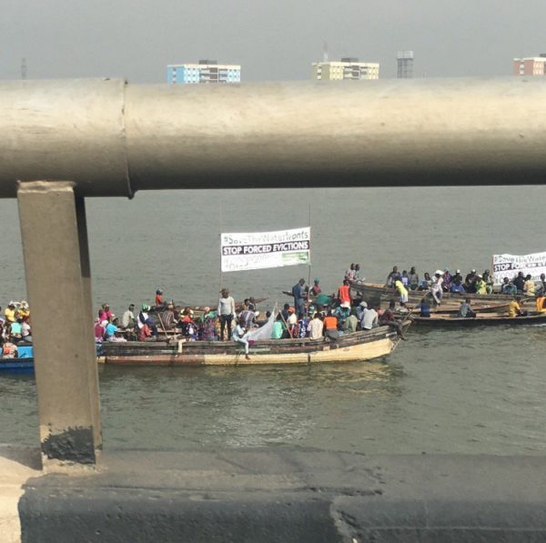 Otodo Gbame residents protest Forced Evictions around Third Mainland Bridge | BellaNaija