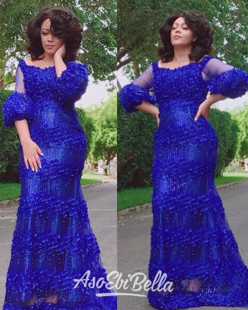 navy blue aso ebi styles