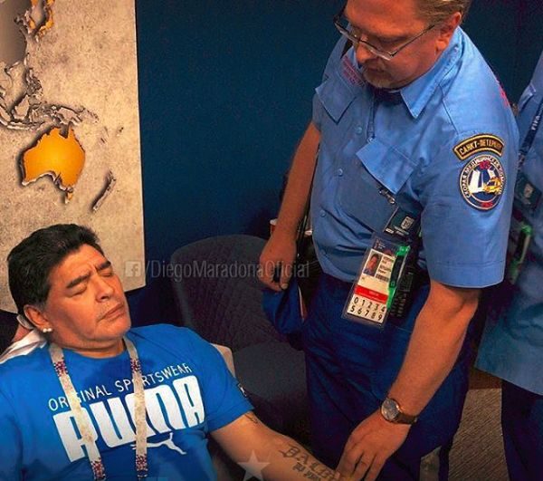 Maradona treated by Paramedics after Argentina's match against Nigeria | BellaNaija