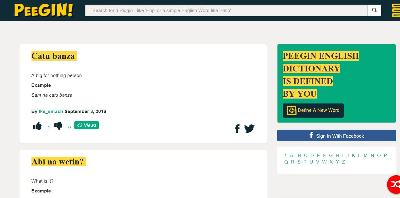 There's now a Pidgin English dictionary on the Internet - Peegin | BellaNaija