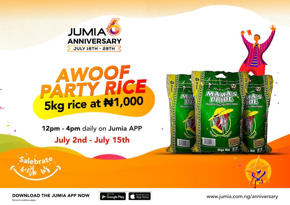 Jumia celebrates 6th anniversary by giving out party rice for 14 days