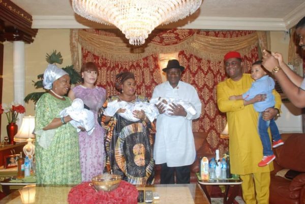 Patience & Goodluck Jonathan visit Femi Fani Kayode's new Triplets | BellaNaija