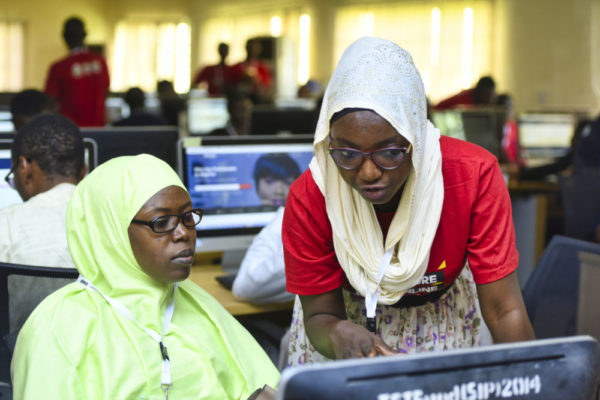 Female participant undergoing training