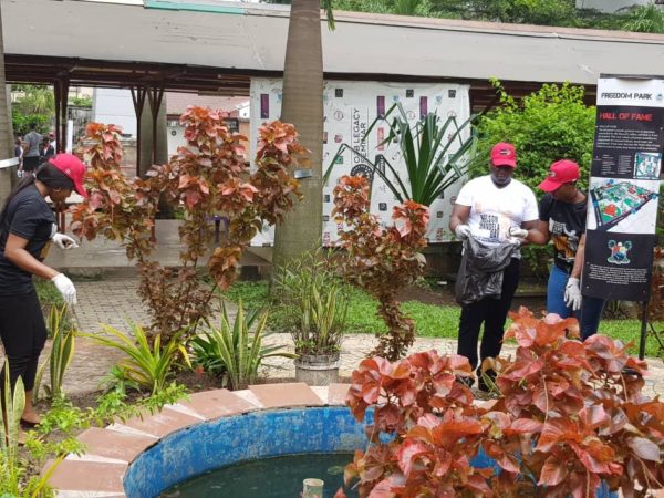 SAT staff participating in the Freedom Park cleaning campaign