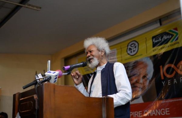 Professor Wole Soyinka delivering his speech & poem