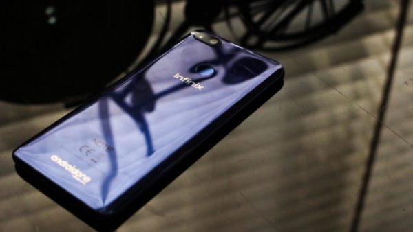 Slant view of the Infinix Note 5